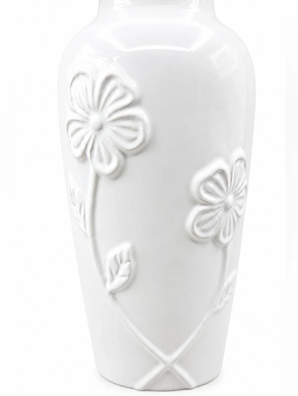 White Floral Embossed Ceramic Vase , NWOT